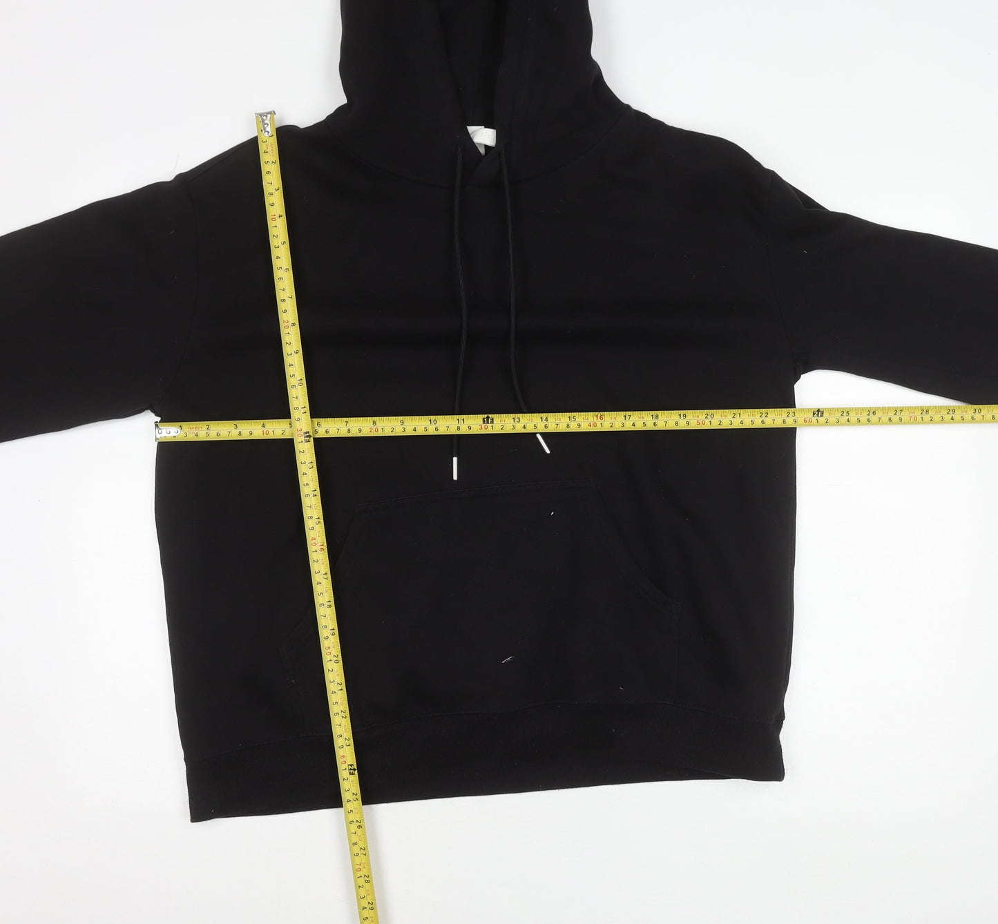Women's Black Small Pullover Hoodie Cotton Blend Casual