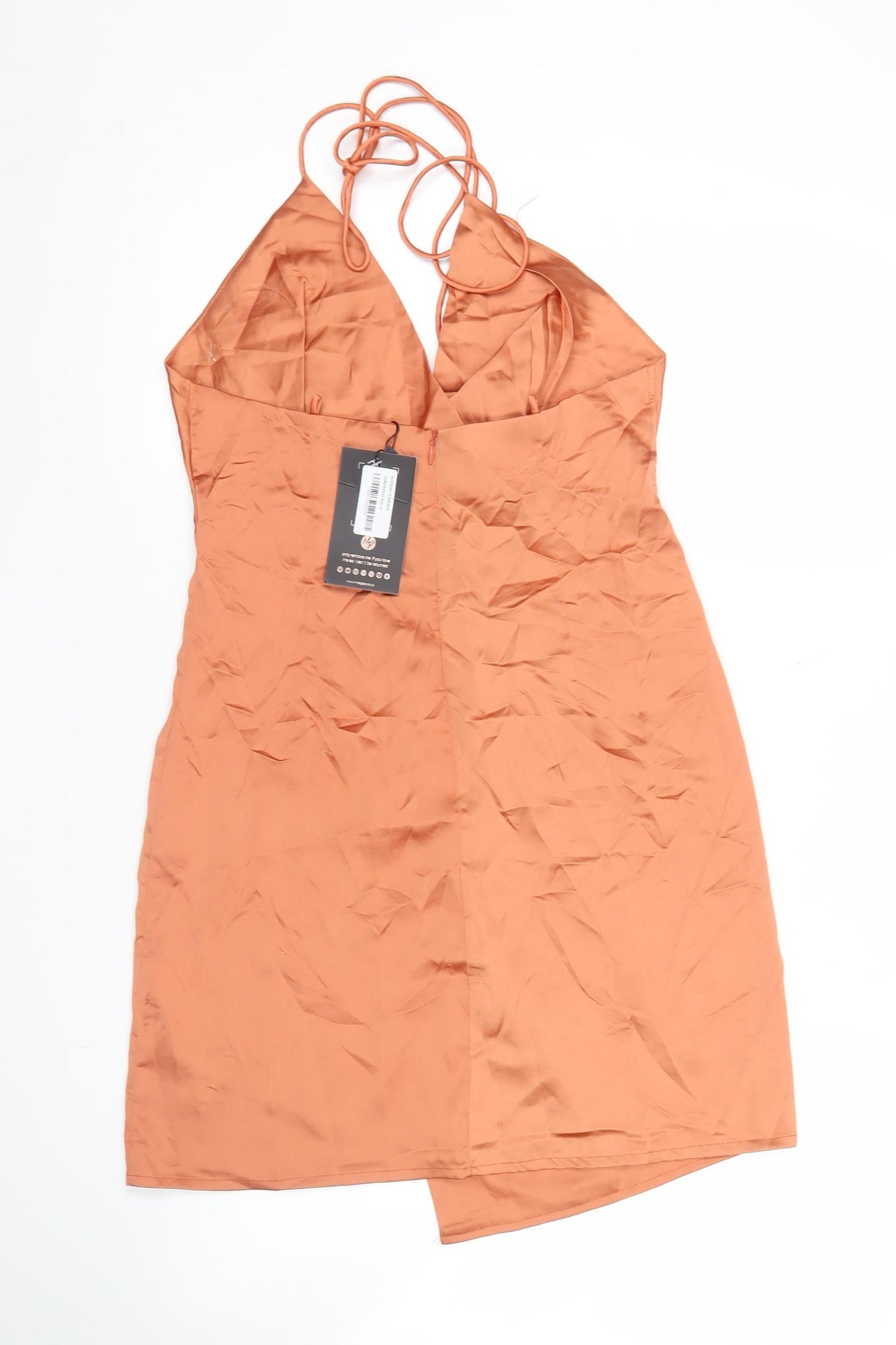 Misspap Women’s Orange Halter Neck Slip Dress Size 10 Short Summer