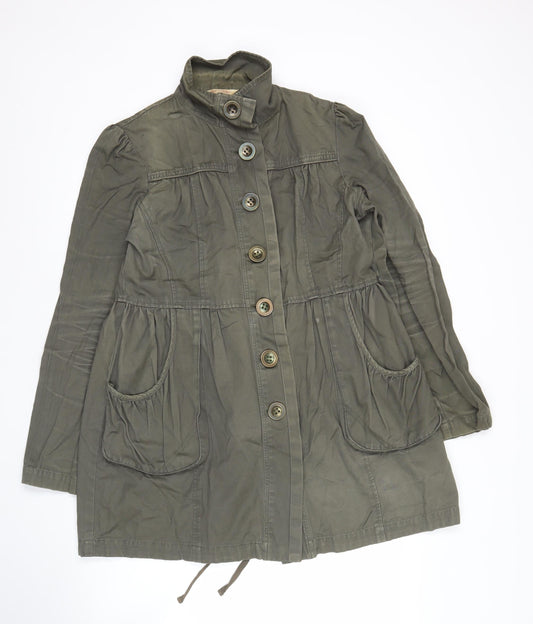 Miss Selfridge Womens Green Cotton Military Jacket Coat Size 14