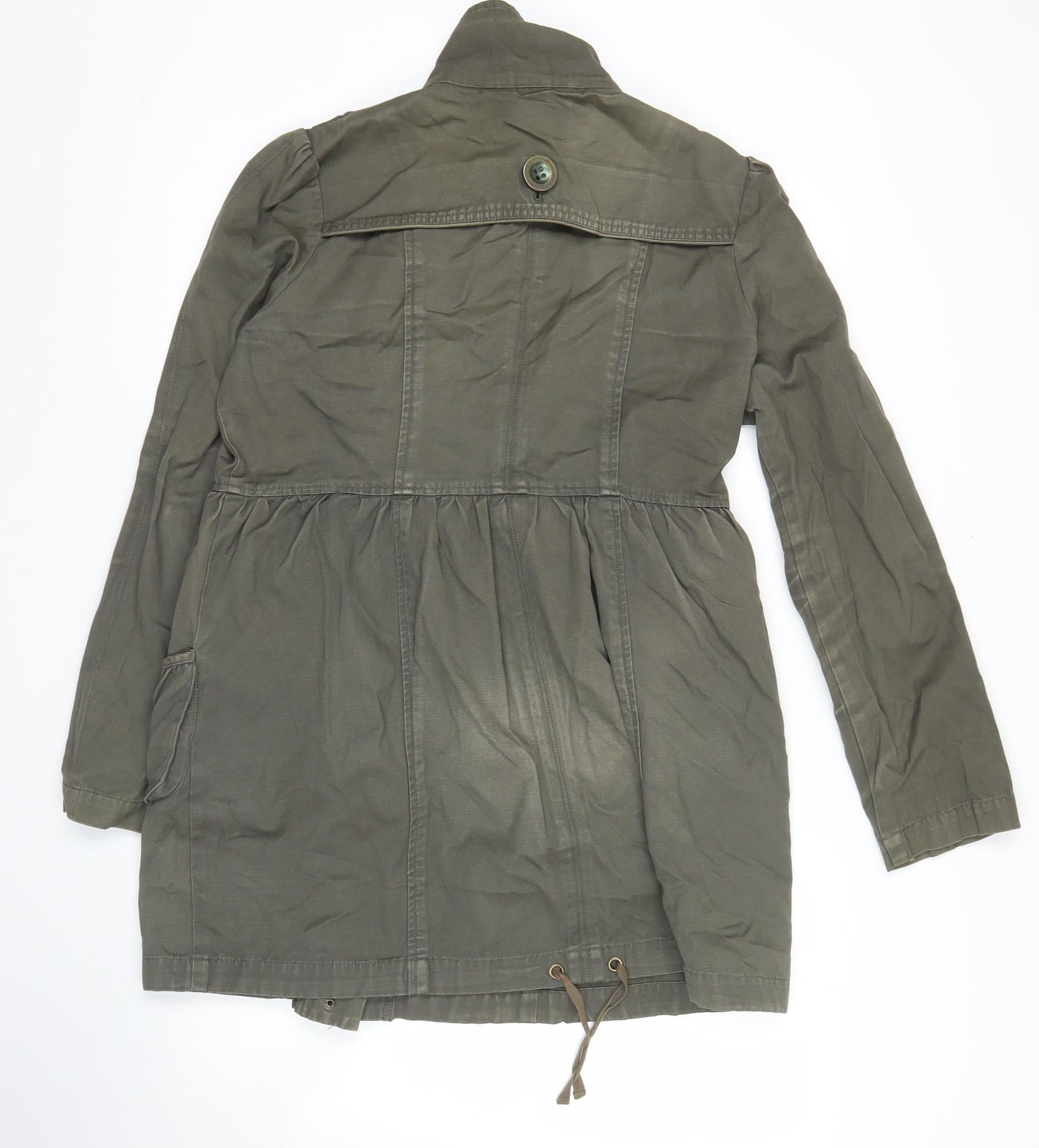 Miss Selfridge Womens Green Cotton Military Jacket Coat Size 14