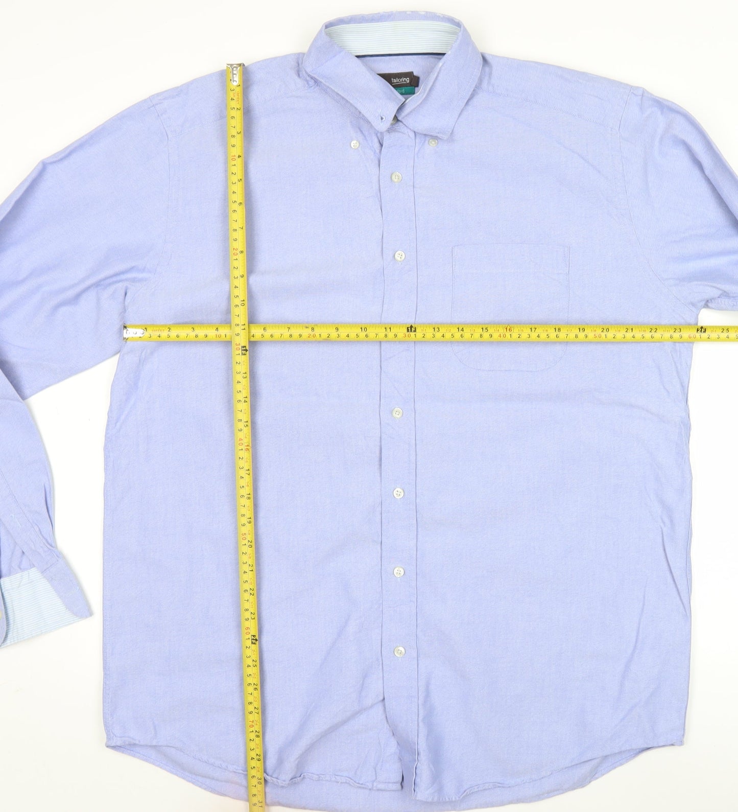 Marks and Spencer Men’s Blue Oxford Shirt 17in Collar Long Sleeve Classic Fit