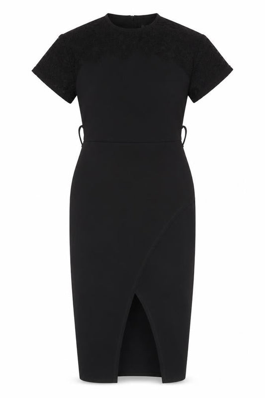Lipsy Women’s Black Lace Sheath Dress Size 10 Cocktail Knee Length