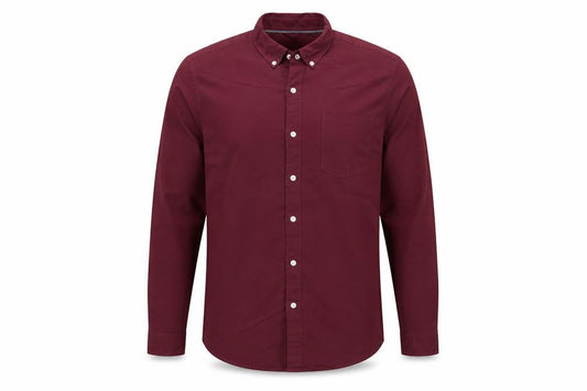 Topman Mens Red Slim Fit Button-Up Shirt L Long Sleeve Cotton