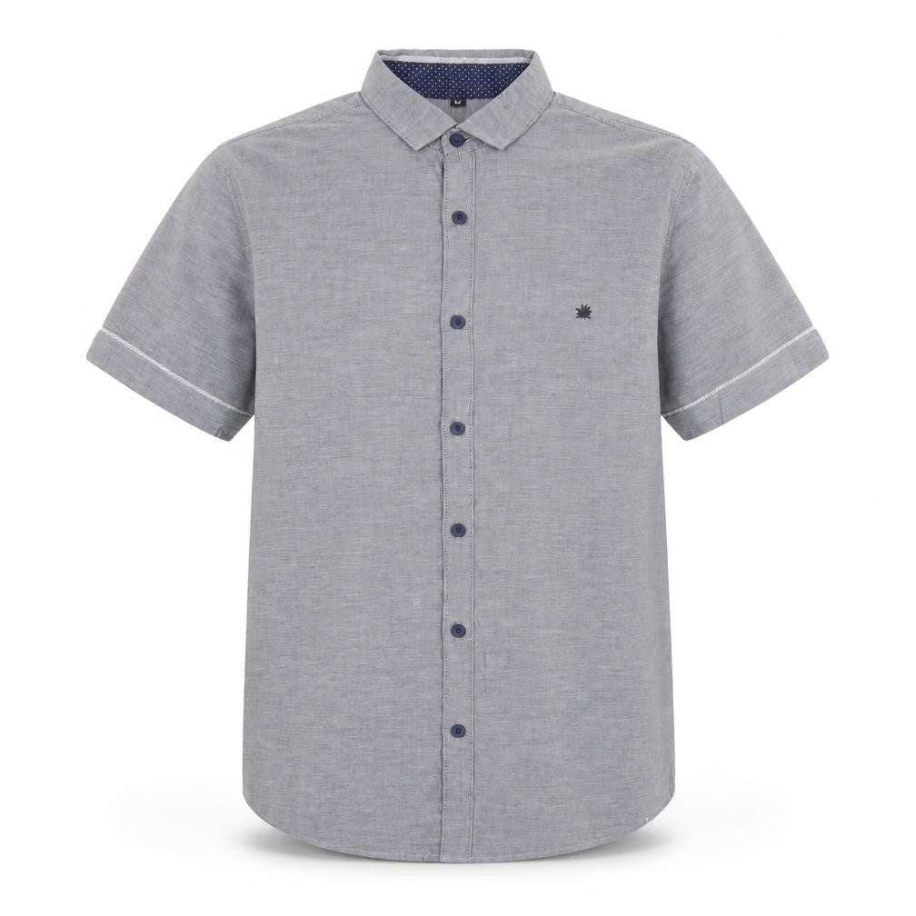 Zodiac Men's Grey Cotton Short Sleeve Button-Up Shirt M