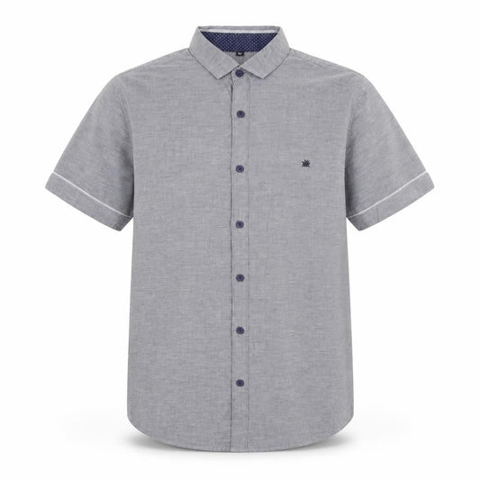 Zodiac Men's Grey Cotton Short Sleeve Button-Up Shirt M