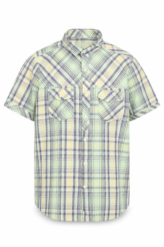Easy Premium Vintage Men’s Green Plaid Short Sleeve Shirt S