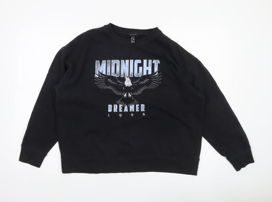 New Look Women’s Black Eagle Graphic Pullover Sweatshirt M