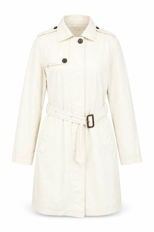 Gap Womens Ivory Trench Coat Size M Belted Cotton Workwear
