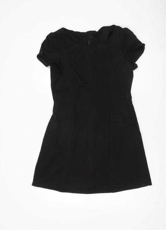 E-vie Women’s Black Shift Dress Size 14 Short Sleeve Round Neck