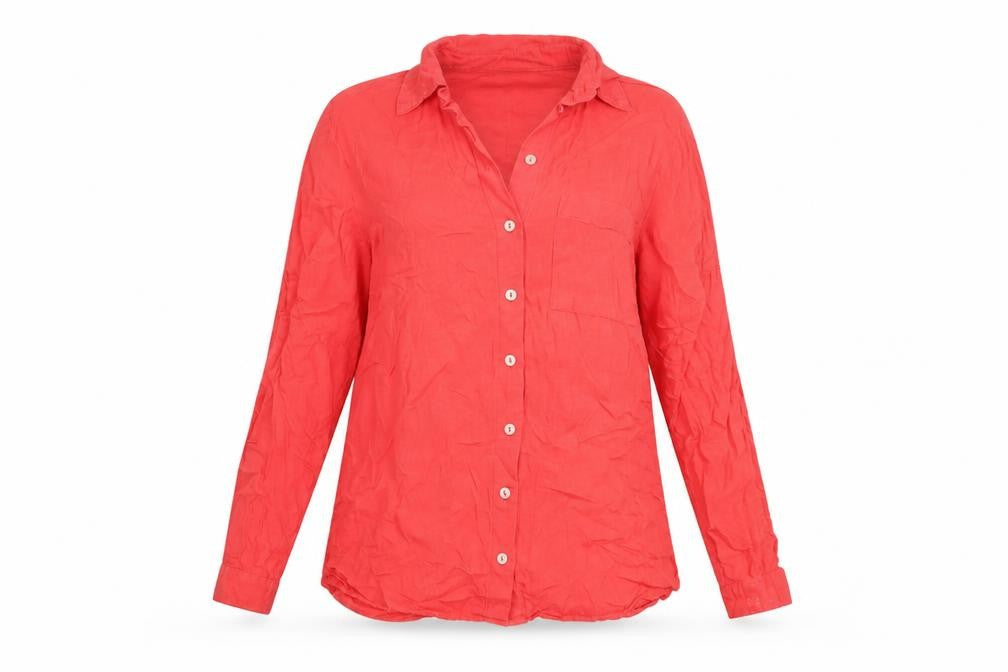 Nutmeg Women Red Size 10 Button-Up Long Sleeve Shirt