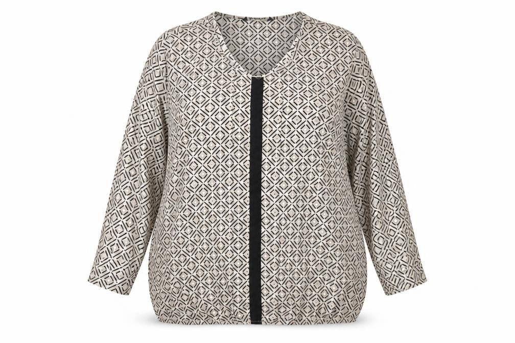 Bonmarché Women’s Beige Geometric Blouse Size 18 Tunic Top