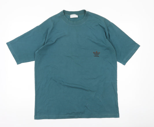 Adidas Men's Green Cotton Logo T-Shirt Size M Short Sleeve