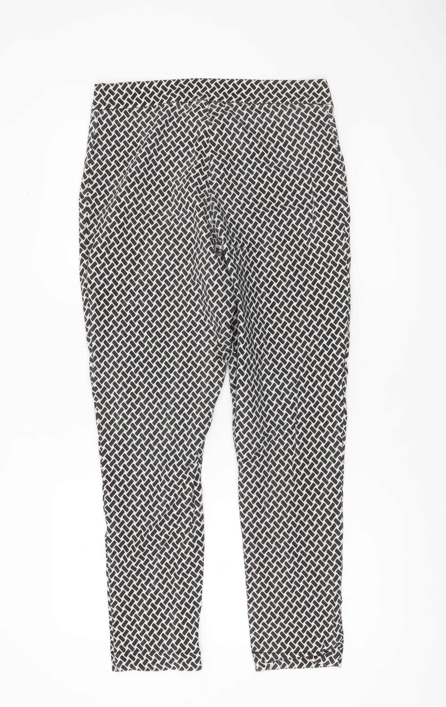 George Women’s Black Geometric Slim Leg Stretch Trousers Size 16