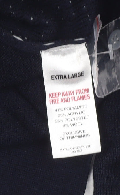 Brand and care label for Easy Men's XL Blue Collared Henley Jumper Long Sleeve Knit
