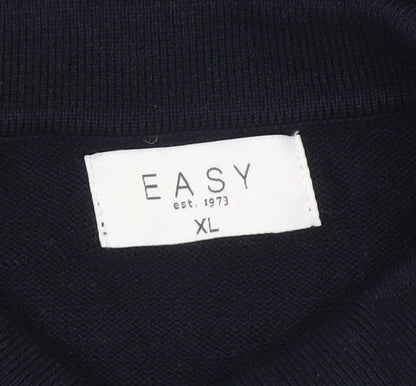Additional view of Easy Men's XL Blue Collared Henley Jumper Long Sleeve Knit