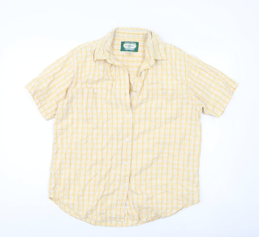 St. John's Bay Men's Yellow Check Cotton Short Sleeve Shirt L