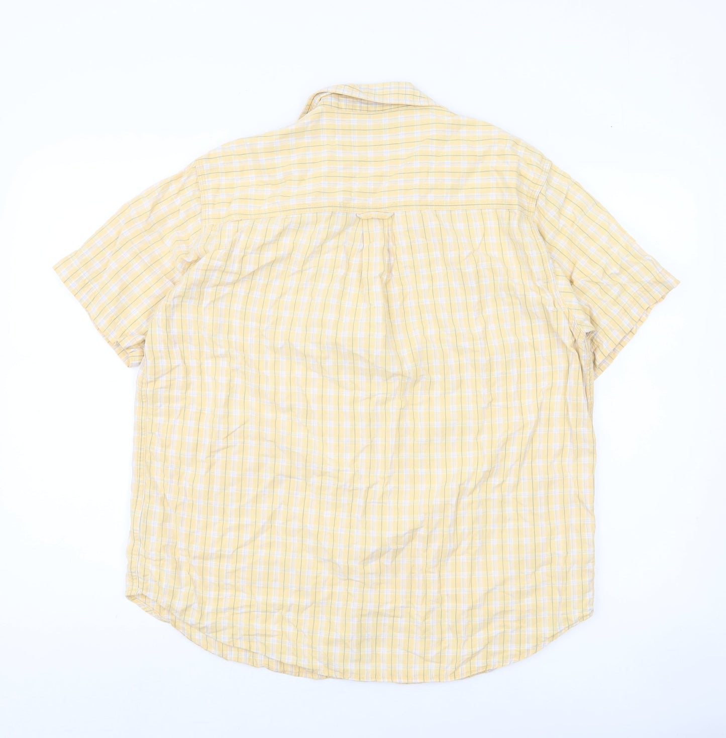 St. John's Bay Men's Yellow Check Cotton Short Sleeve Shirt L