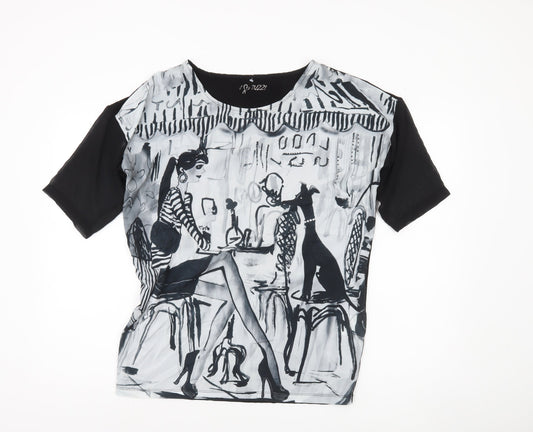Tuzzi Womens Multicoloured Graphic T-Shirt Size 12 Scoop Neck