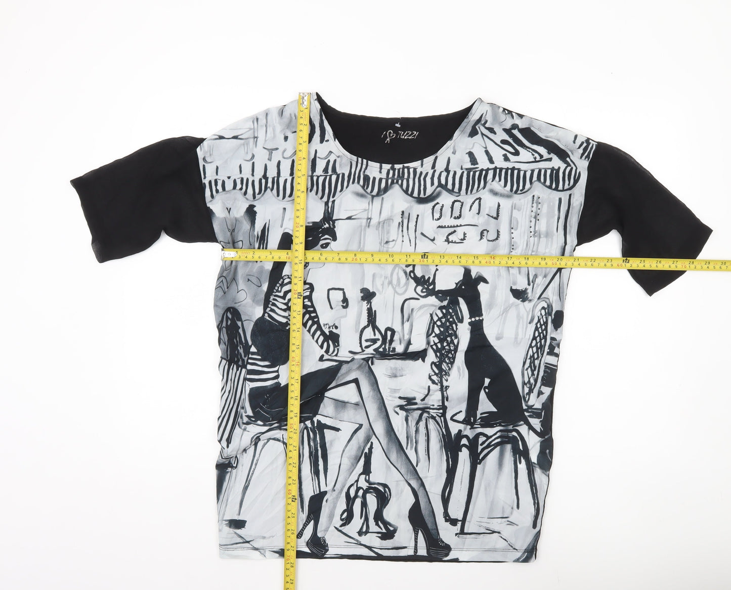 Tuzzi Womens Multicoloured Graphic T-Shirt Size 12 Scoop Neck
