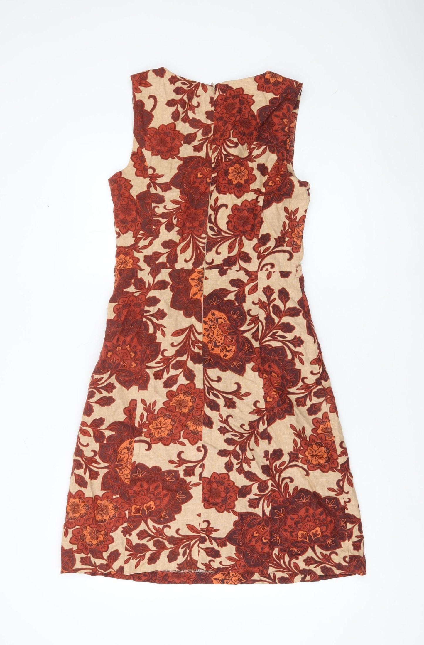 Tu Women’s Beige Red Floral Sheath Dress Size 8 Sleeveless V-Neck