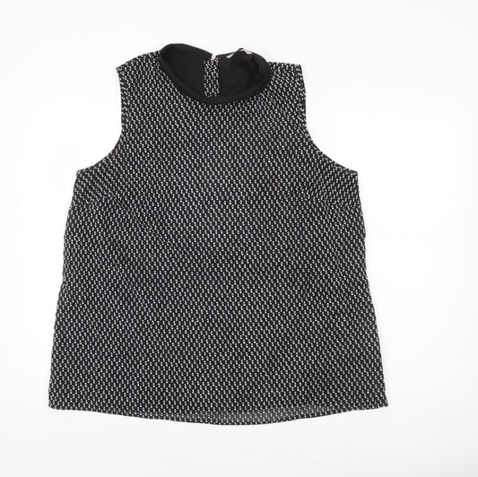 Tu Women’s Black Geometric Blouse Size 18 Sleeveless High Neck