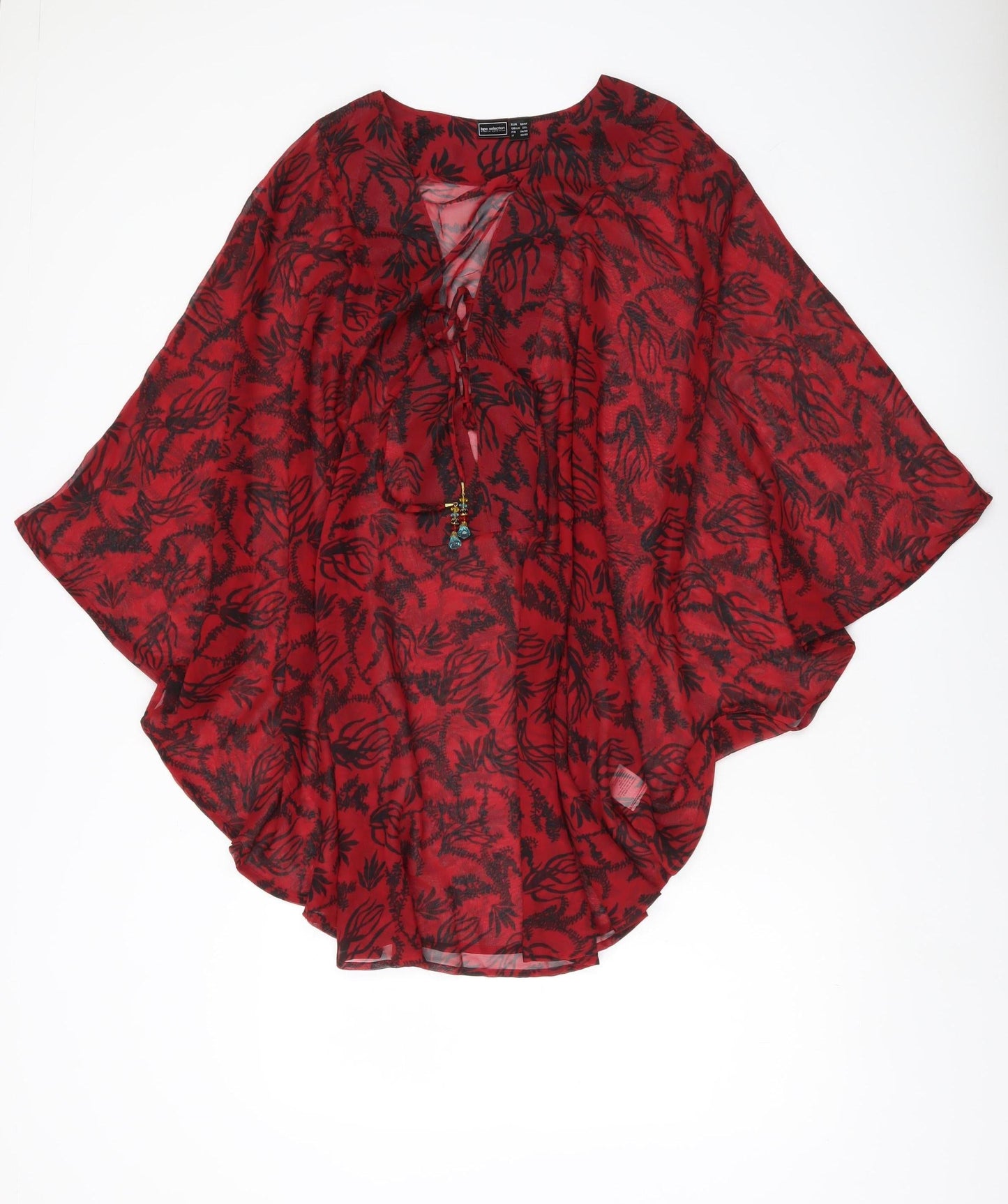 bpc Selection Women’s Red Floral Sheer Swimwear Cover Up Size 2XL