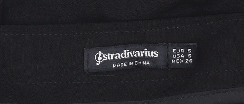 Stradivarius Women’s Black Flare Short Skirt Size 8 Bow Tie