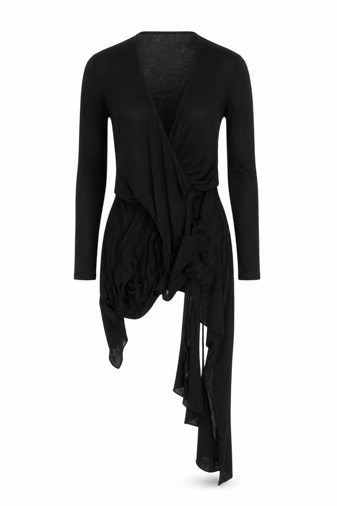 Public Desire Women’s Black Wrap Blouse Top Size 8 Slim Fit Party