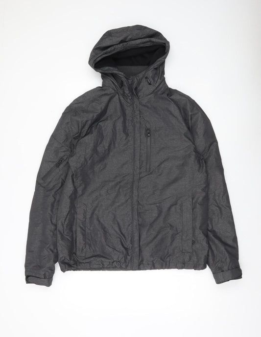 Tu Mens Grey Hooded Puffer Jacket Size M 39-41" Regular Fit Zip Pockets
