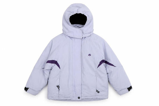 Front view of Nevisport girls’ grey ski jacket 6 years waterproof hooded winter coat