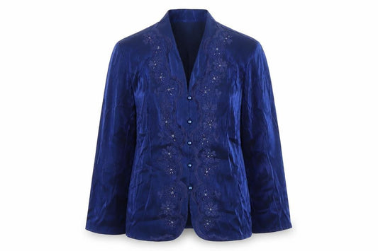 Eastex Women’s Blue Size 10 Floral Shawl Collar Suit Jacket