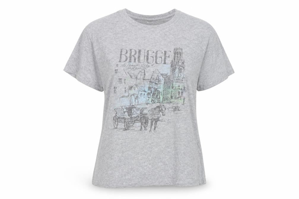 Roly Women’s Grey Brugge Graphic Travel T-Shirt Size L