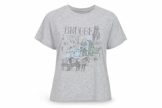Roly Women’s Grey Brugge Graphic Travel T-Shirt Size L