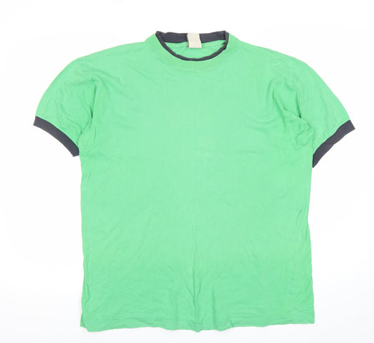 Oldline Men’s Green Cotton Crew Neck Short Sleeve T-Shirt L