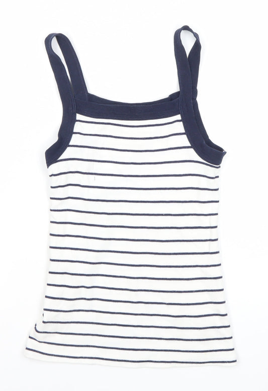 Marks and Spencer Women’s White Striped Tank Top Size 10-12 Cotton