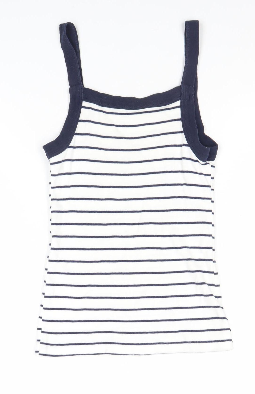 Marks and Spencer Women’s White Striped Tank Top Size 10-12 Cotton