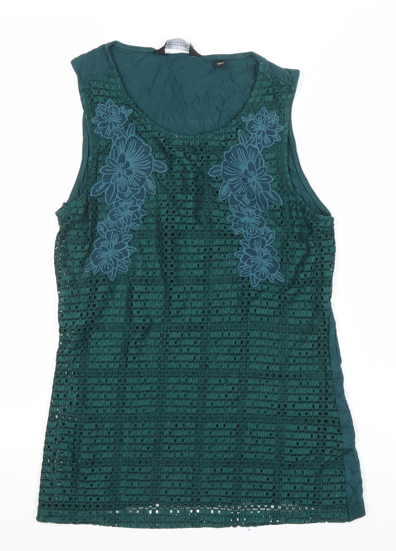 Dorothy Perkins Women’s Green Sleeveless Crochet Floral Tank Top Size 10