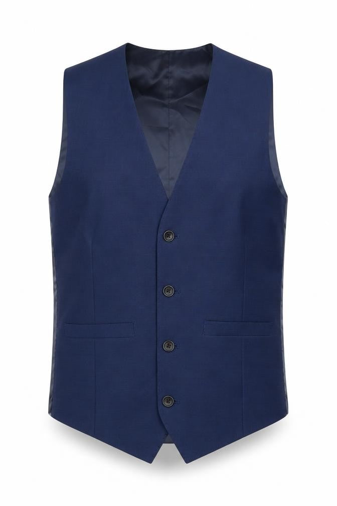 Moss 1851 Men’s Blue 36R Regular Fit Wool Blend Waistcoat