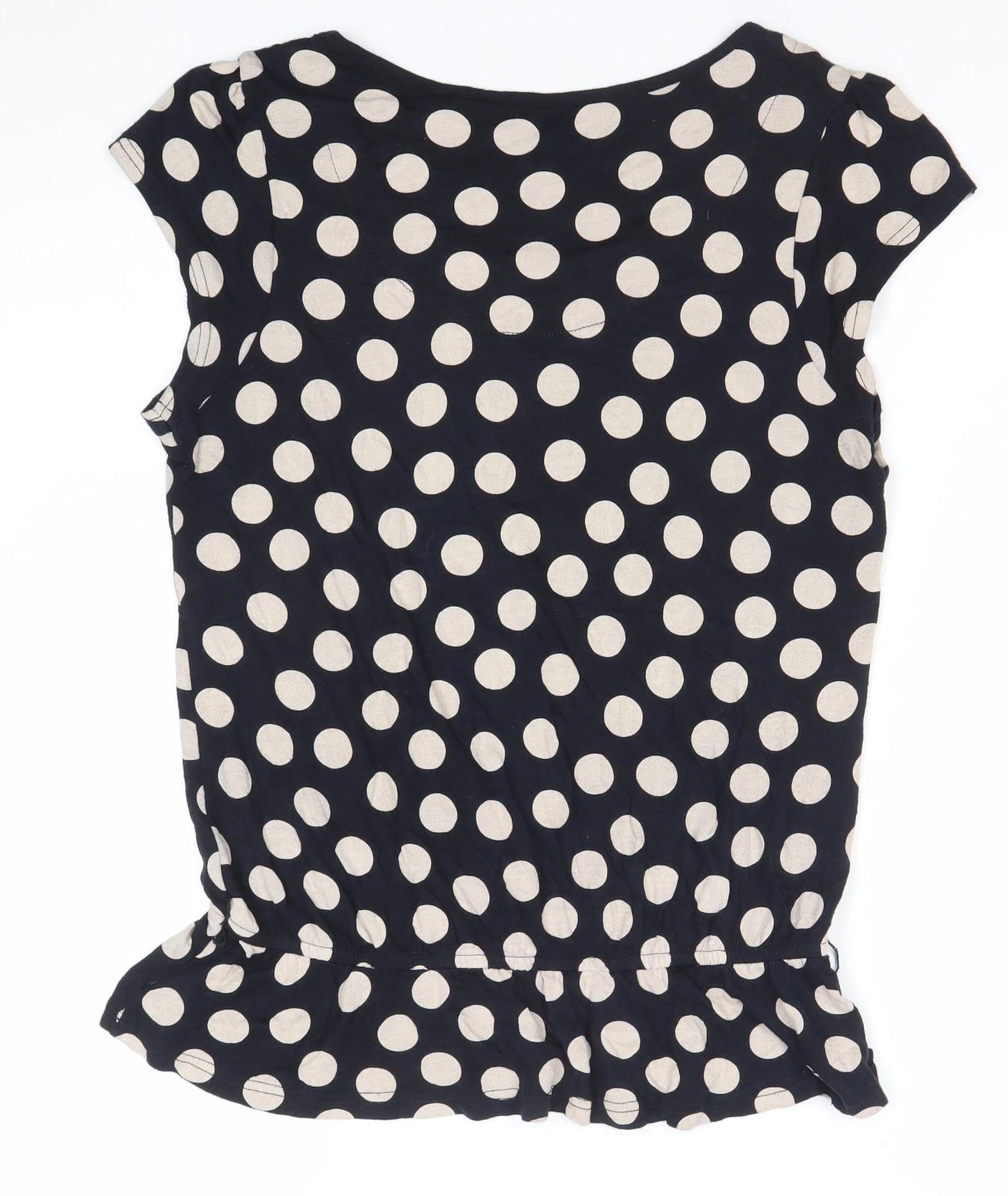 Next Women’s Black Polka Dot Ruffle Peplum Blouse Size 12