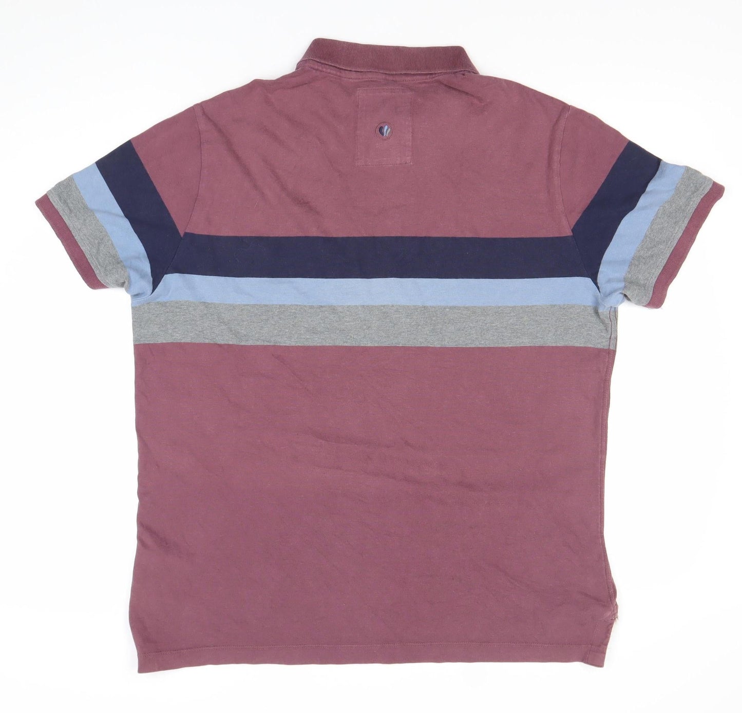 Fat Face Men's Purple Striped Polo Shirt L Regular Fit Cotton