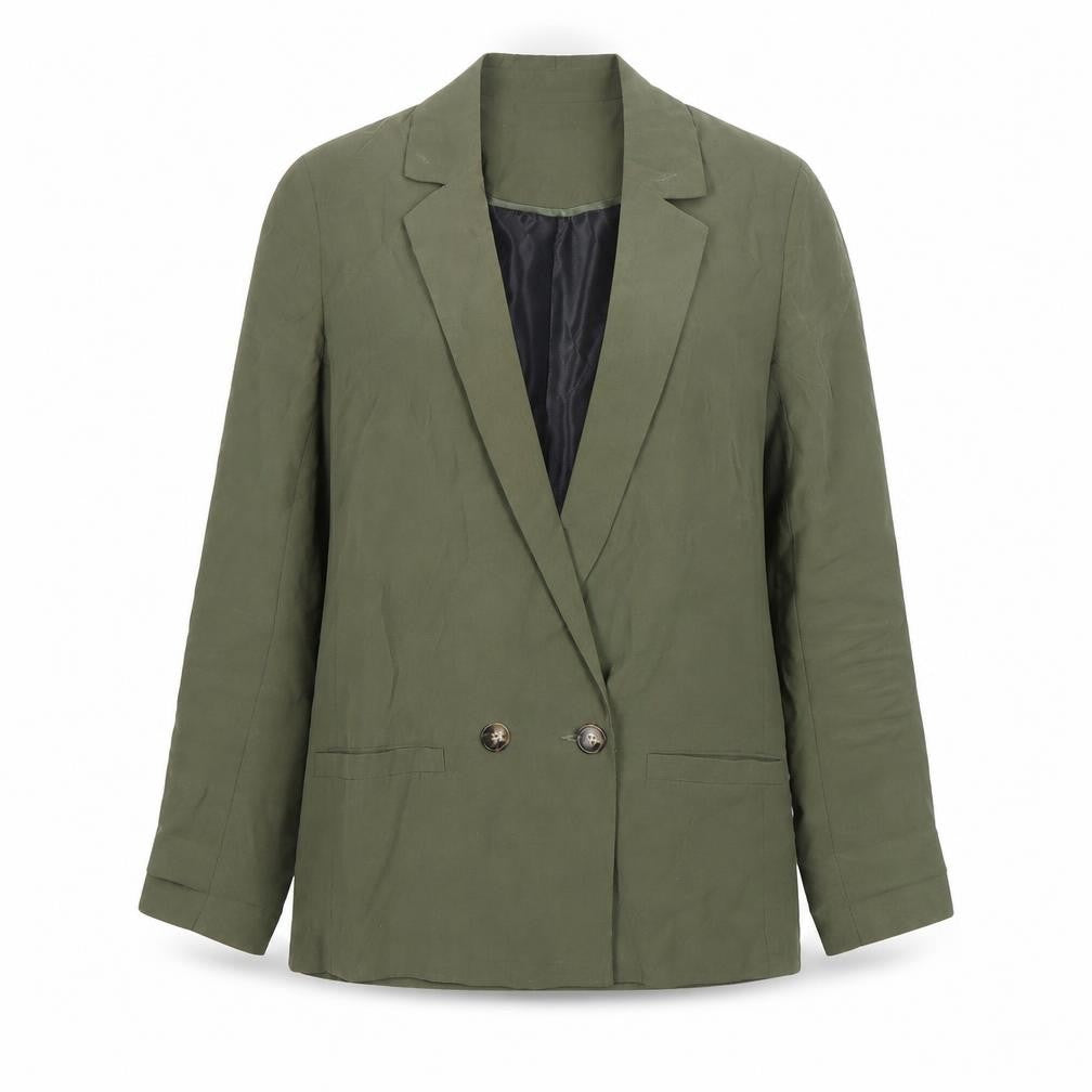 Tu Women Green Size 8 Double-Breasted Blazer Jacket