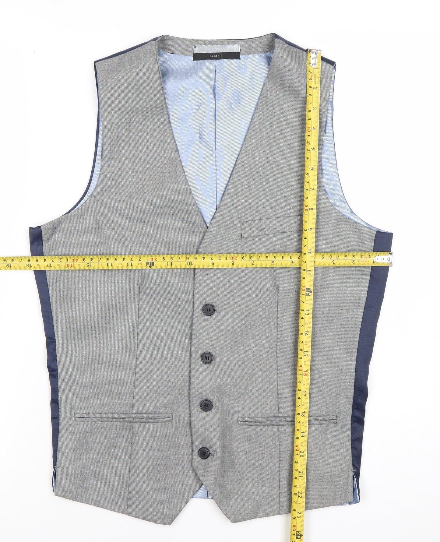 Cedar Wood State Mens Grey Slim Fit Waistcoat XS 36 Chest Formal