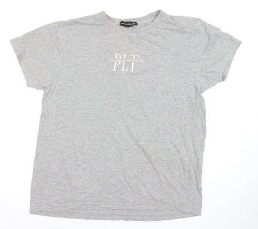 PrettyLittleThing Womens Grey T-Shirt M Short Sleeve Crew Neck Basic