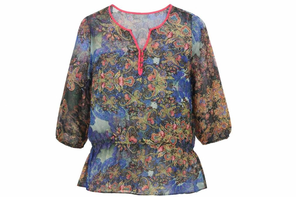 Wallis Women’s Multicoloured Paisley Sheer Tunic Blouse Size 14