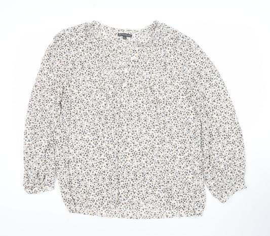 Adrianna Papell Women’s Multicoloured Floral Blouse XL Long Sleeve