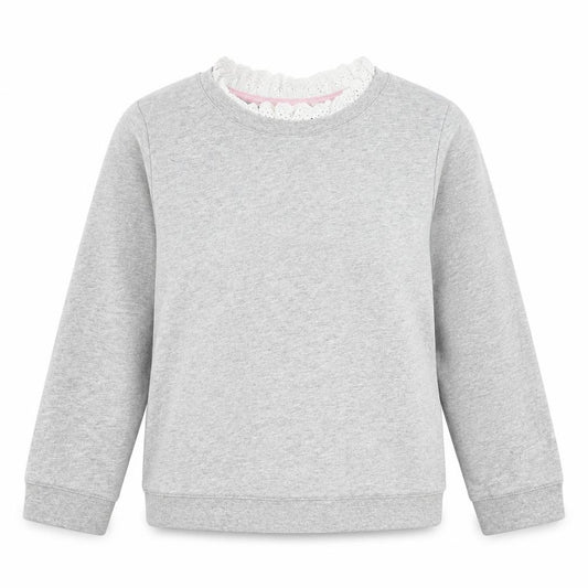 Boden Women’s Grey Cotton Pullover Sweatshirt XS Lace Trim
