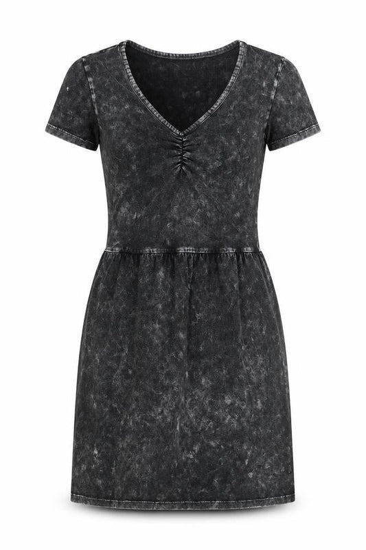 RVCA Womens Black Tie Dye V-Neck T-Shirt Dress Size 8