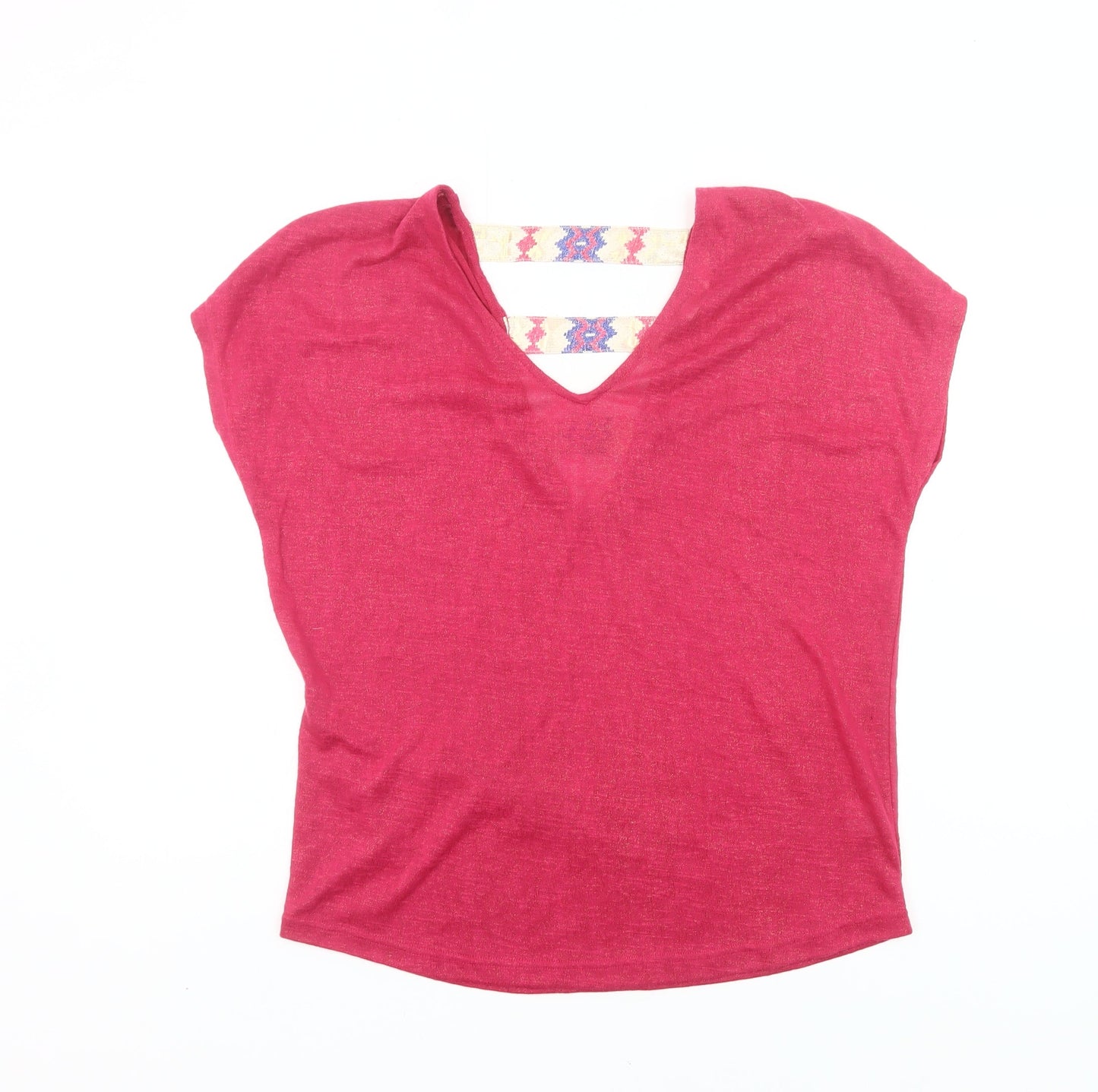 Grace & Mila Women’s Pink V-Neck T-Shirt Size M Boho Casual Top