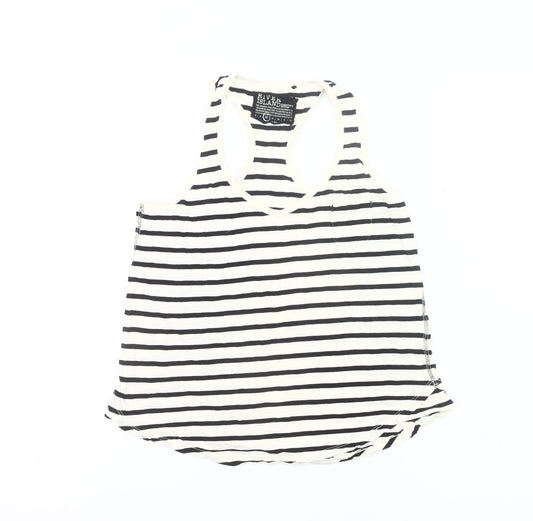 River Island Women’s Black White Striped Tank Top Size 10 Racerback