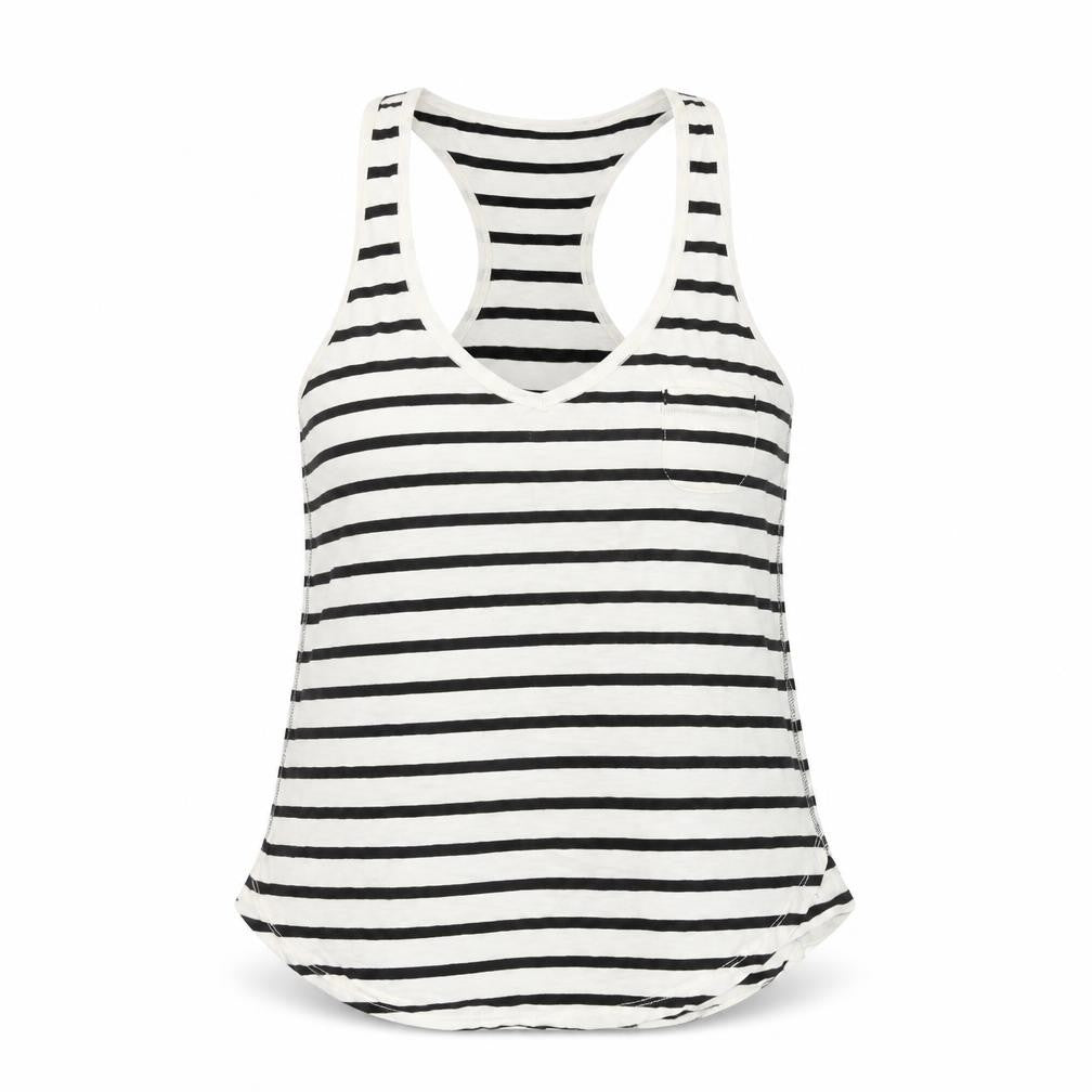 River Island Women’s Black White Striped Tank Top Size 10 Racerback
